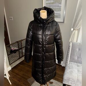 moncler long woman’s puffer coat black size medium
